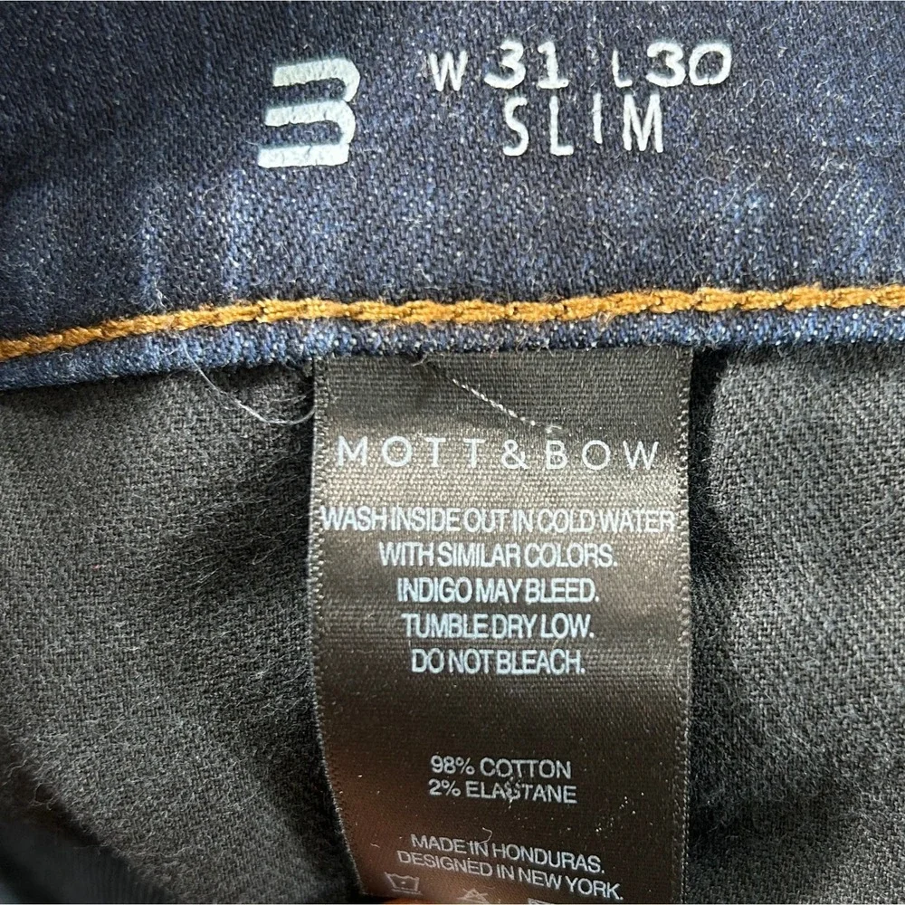Mott & Bow Slim Jeans Men's 31x30 Dark Blue Stretch Denim Classic Clean Wash